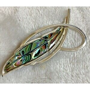 Signed Vintage ATAAHUA sterling silver & PAUA shell brooch New Zealand Abalone
